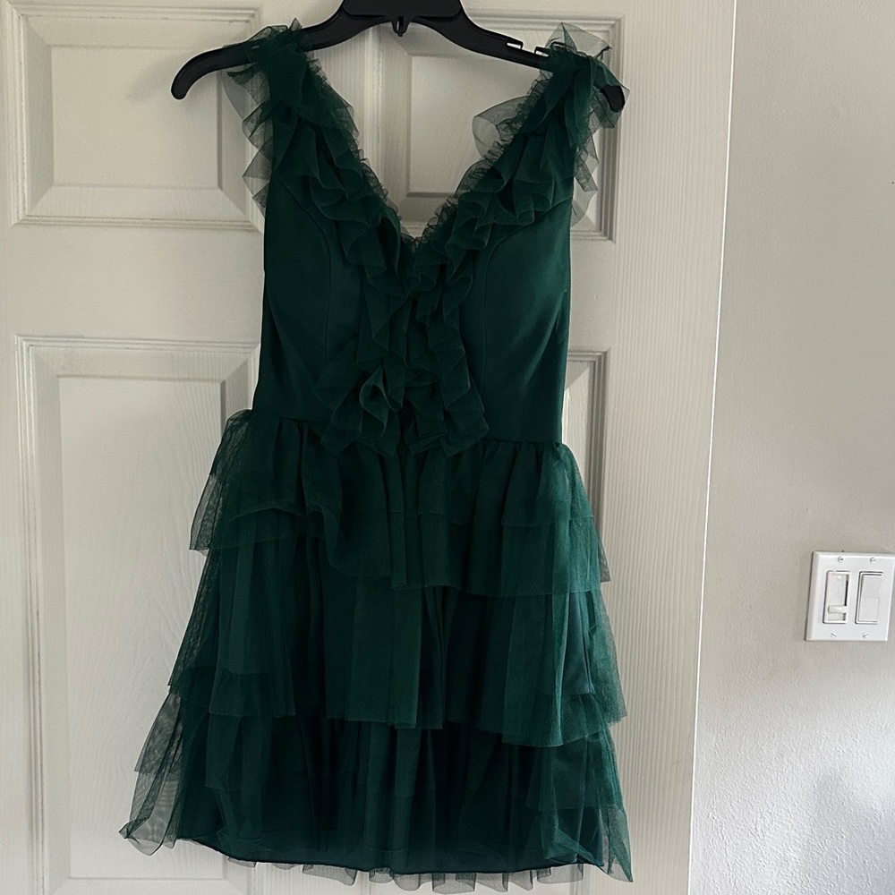 City Studio Green Ruffled Mini Dress